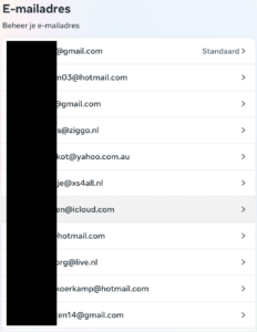 Email adressen blurred